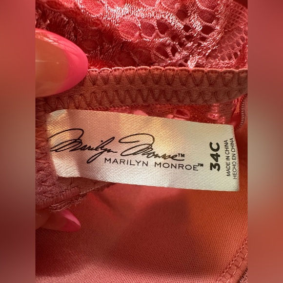 Marilyn Monroe Pink Lace Push-Up Bra 34C Underwire Floral Lingerie pretty sexy - Picture 7 of 9